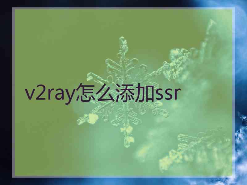 v2ray怎么添加ssr