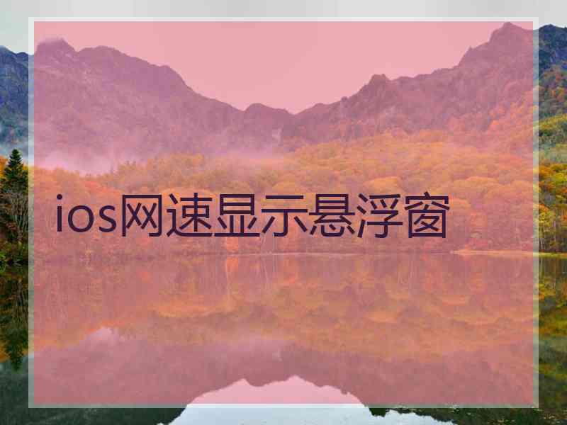 ios网速显示悬浮窗