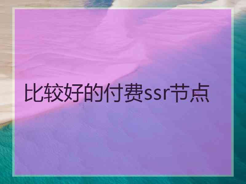 比较好的付费ssr节点