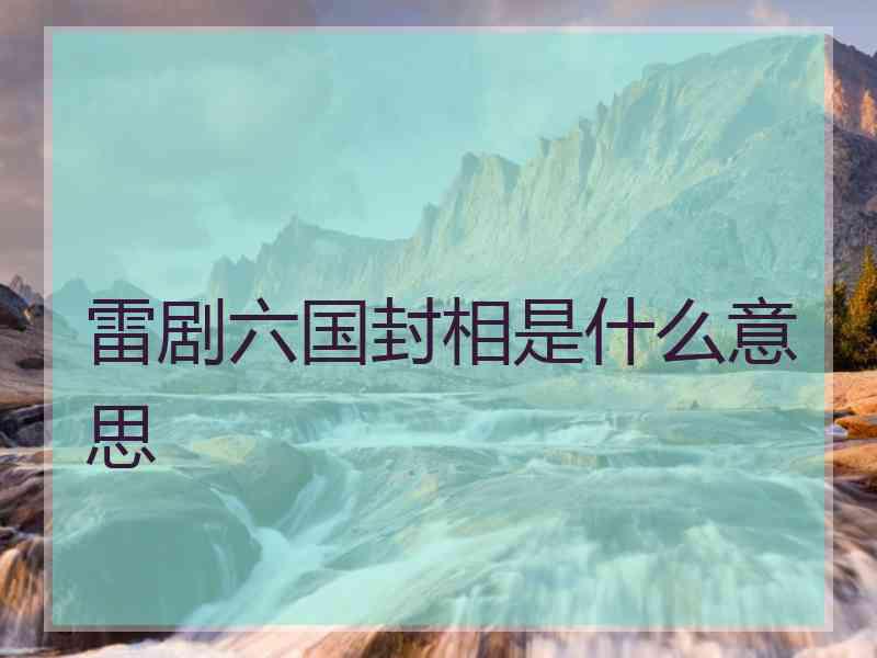 雷剧六国封相是什么意思