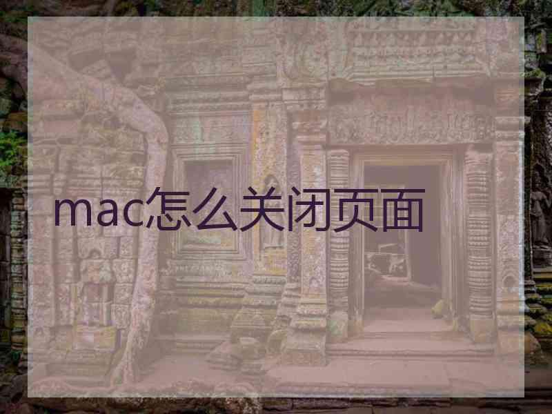 mac怎么关闭页面