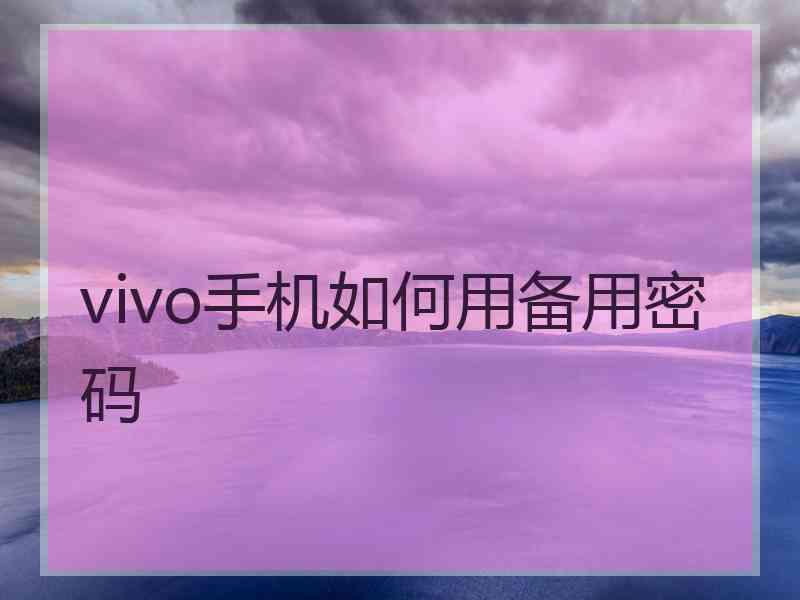 vivo手机如何用备用密码