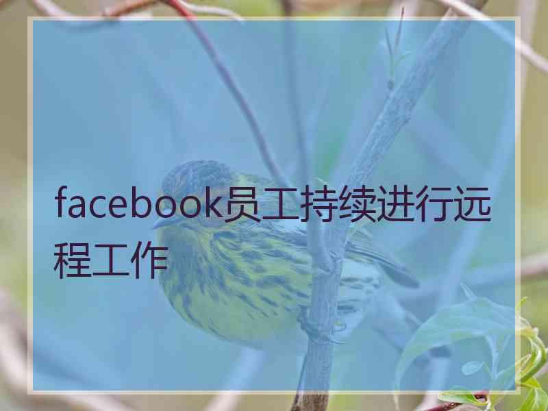 facebook员工持续进行远程工作