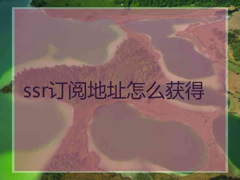 ssr订阅地址怎么获得