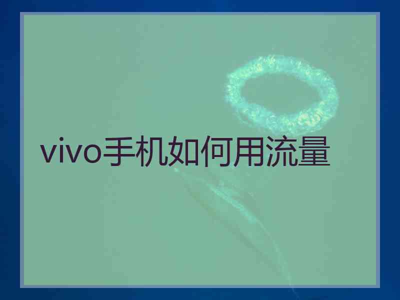 vivo手机如何用流量