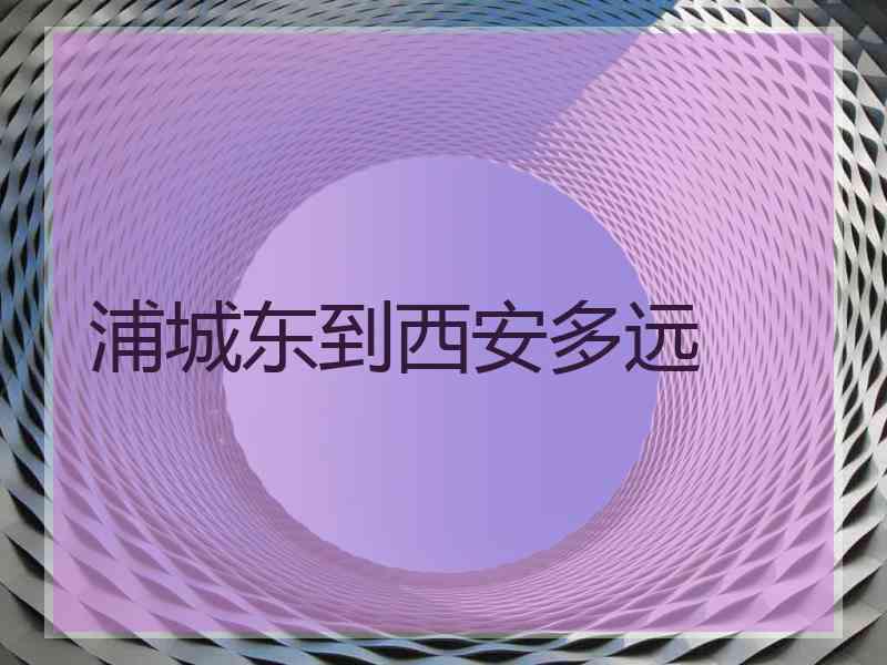 浦城东到西安多远