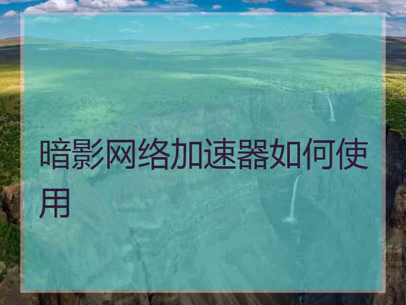 暗影网络加速器如何使用