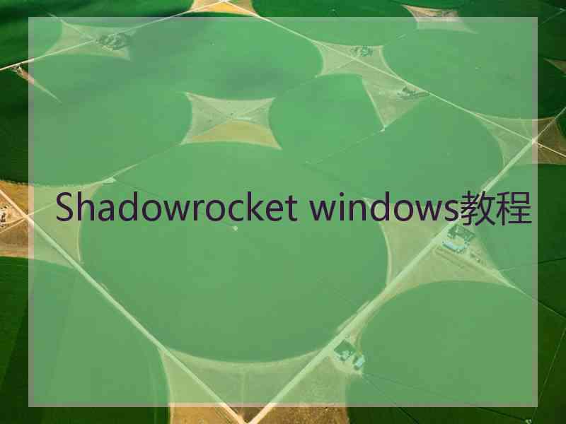 Shadowrocket windows教程