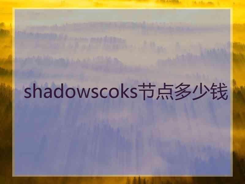 shadowscoks节点多少钱