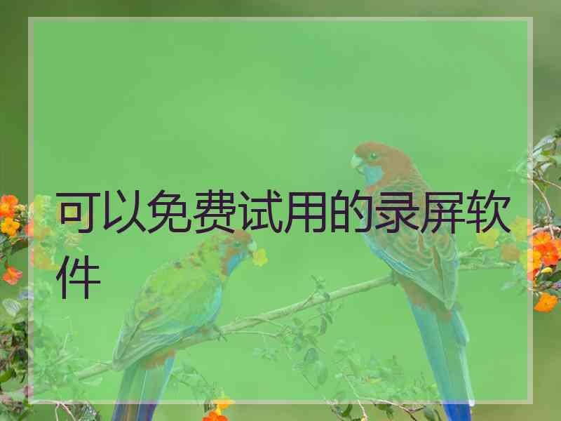 可以免费试用的录屏软件