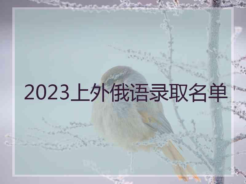 2023上外俄语录取名单