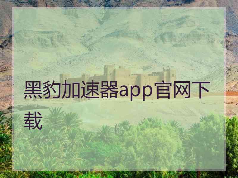 黑豹加速器app官网下载