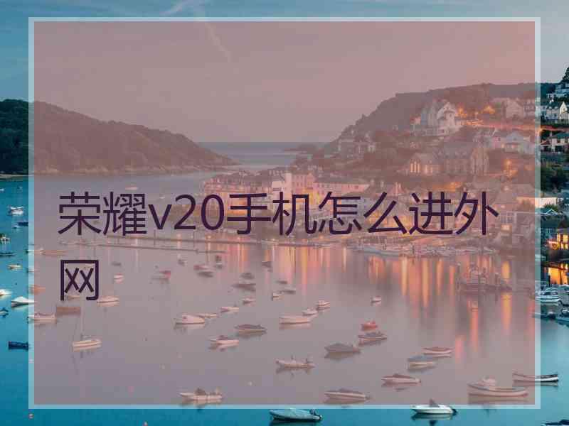 荣耀v20手机怎么进外网