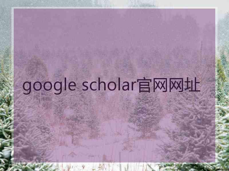 google scholar官网网址