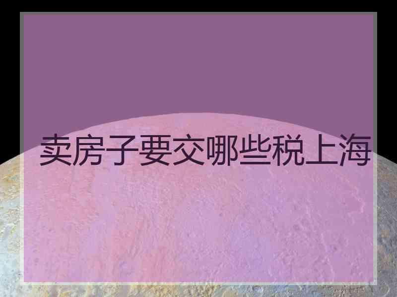 卖房子要交哪些税上海